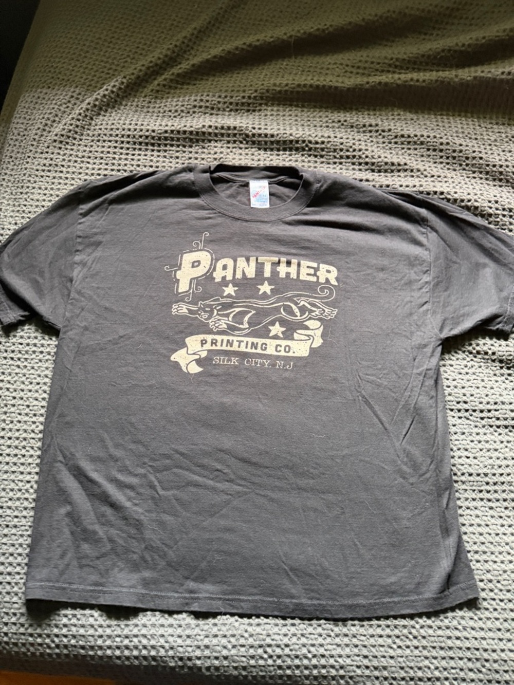 Panther Printing Co. Short-Sleeve Tee — Black with Cream Graphic